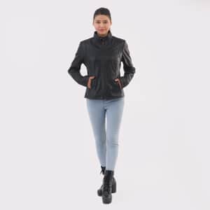 Black Genuine Leather Jacket - L