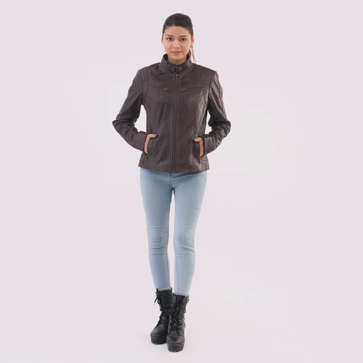 Brown Genuine Leather Jacket - M image number 0