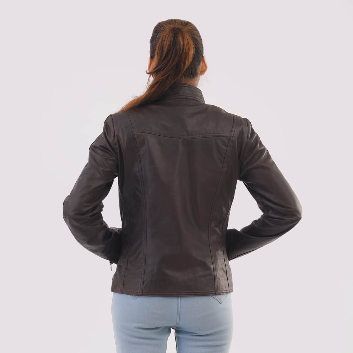 Brown Genuine Leather Jacket - M image number 1