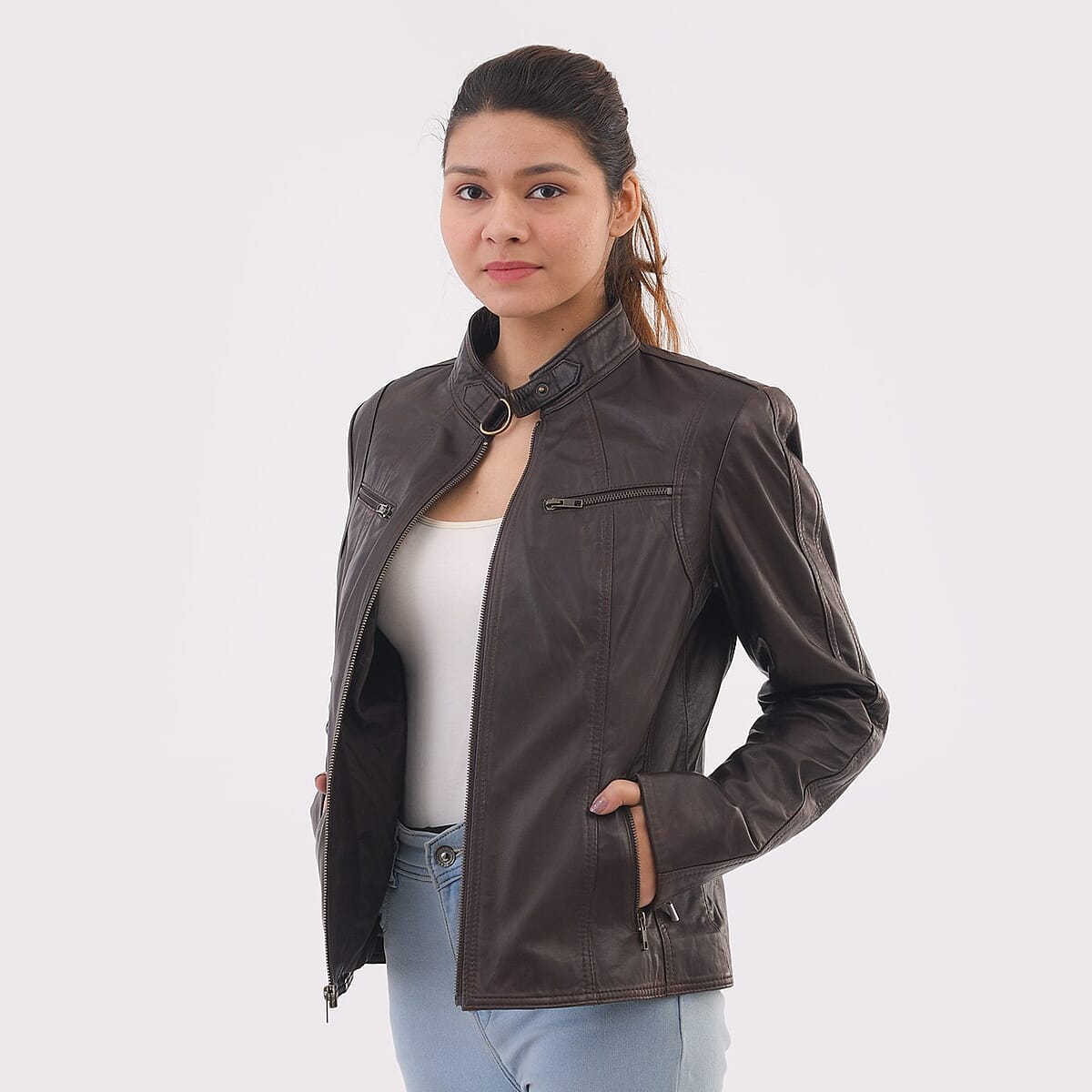 Brown Genuine Leather Jacket - XXL image number 2