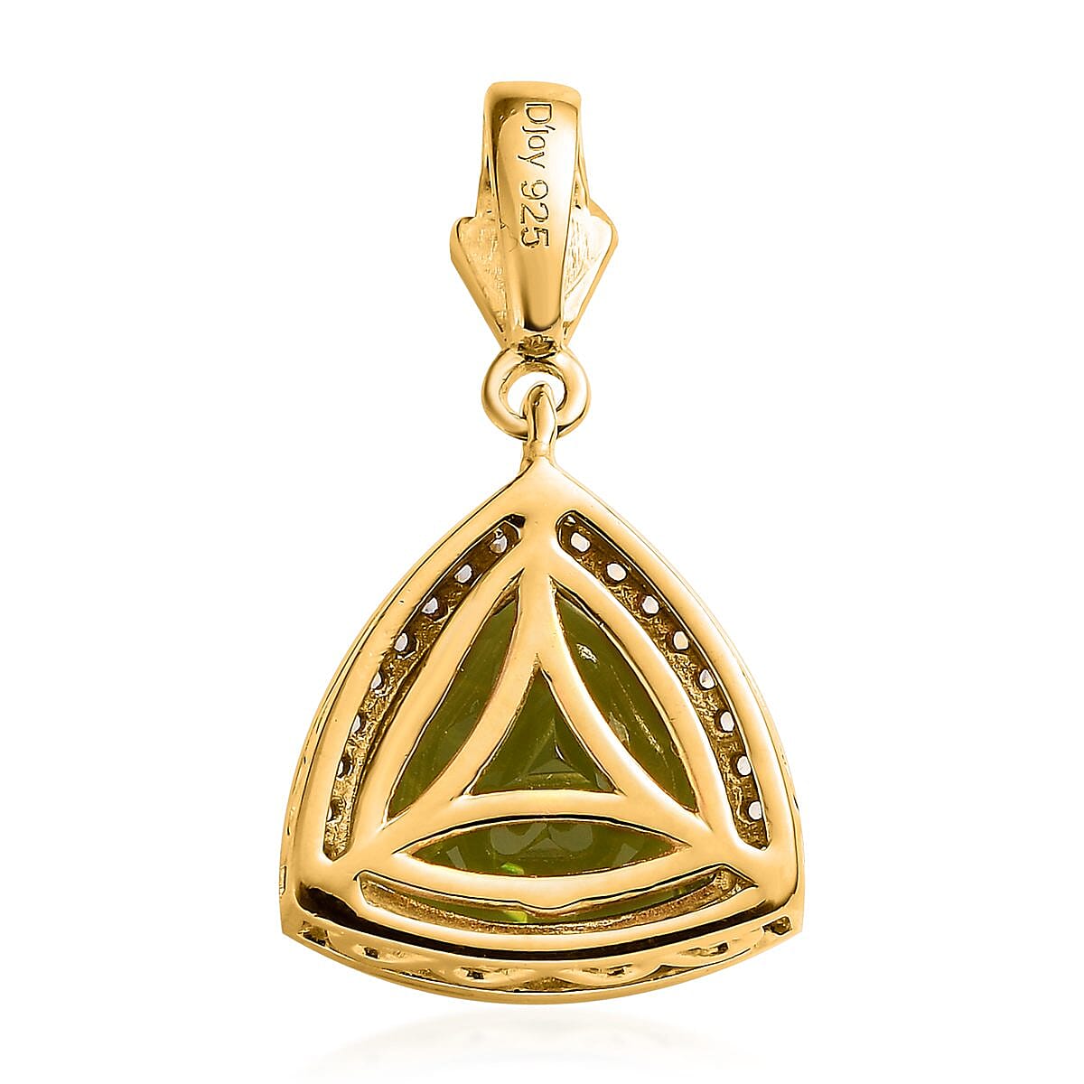 Premium Peridot and White Zircon Pendant in Vermeil Yellow Gold Over Sterling Silver 3.65 ctw