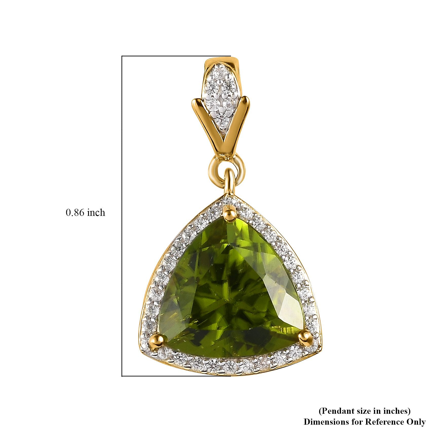 Premium Peridot and White Zircon Pendant in Vermeil Yellow Gold Over Sterling Silver 3.65 ctw