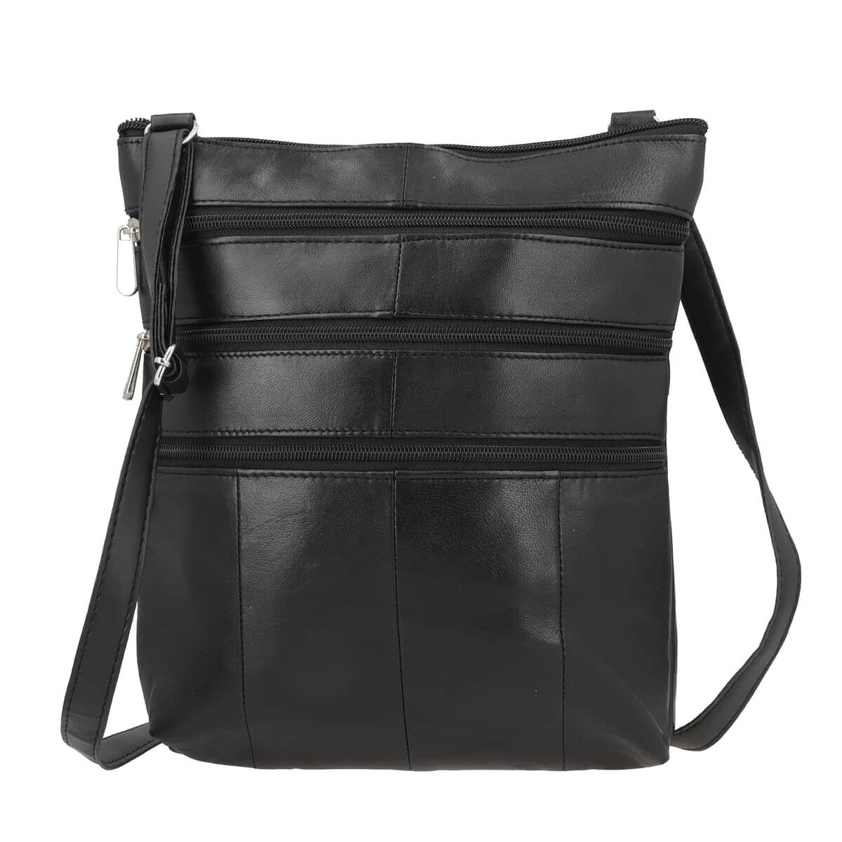 100% Genuine Leather Crossbody Bag;   Color: Black;  Size: 9.50 L x 1.5 W x 11 H INCH image number 0