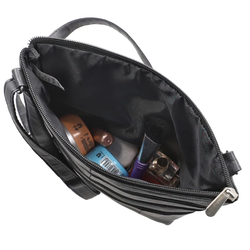 Black Genuine Leather Crossbody Bag with Adjustable Strap