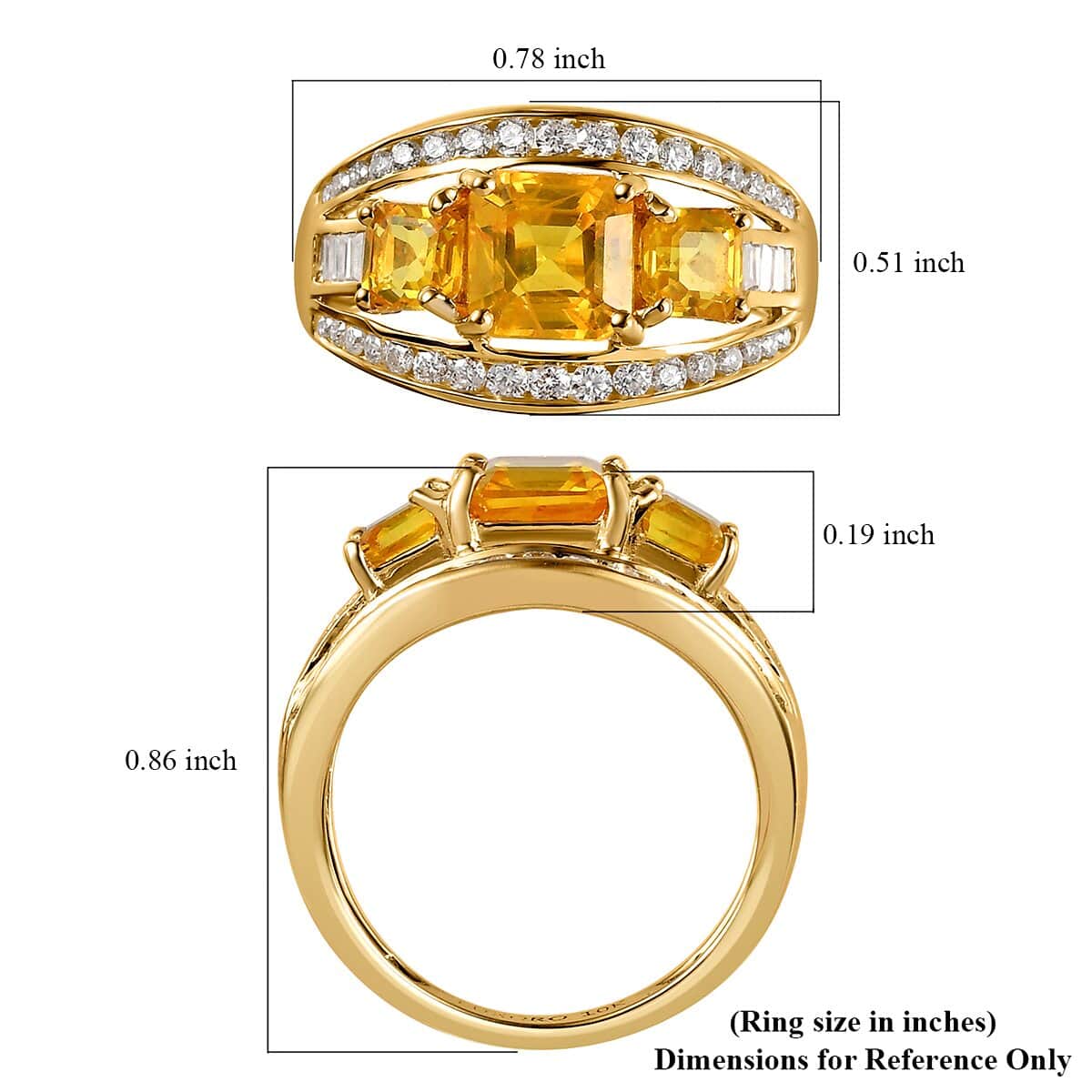 LUXORO 10K Yellow Gold Premium Madagascar Yellow Sapphire and Moissanite Ring (Size 10.0) 2.80 Grams 2.60 ctw image number 4