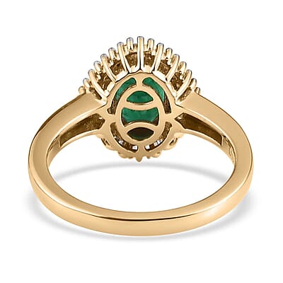 Luxoro 10K Yellow Gold AAA Brazilian Emerald and G-H, I2 Diamond Ring (Size 7.0) 1.50 ctw