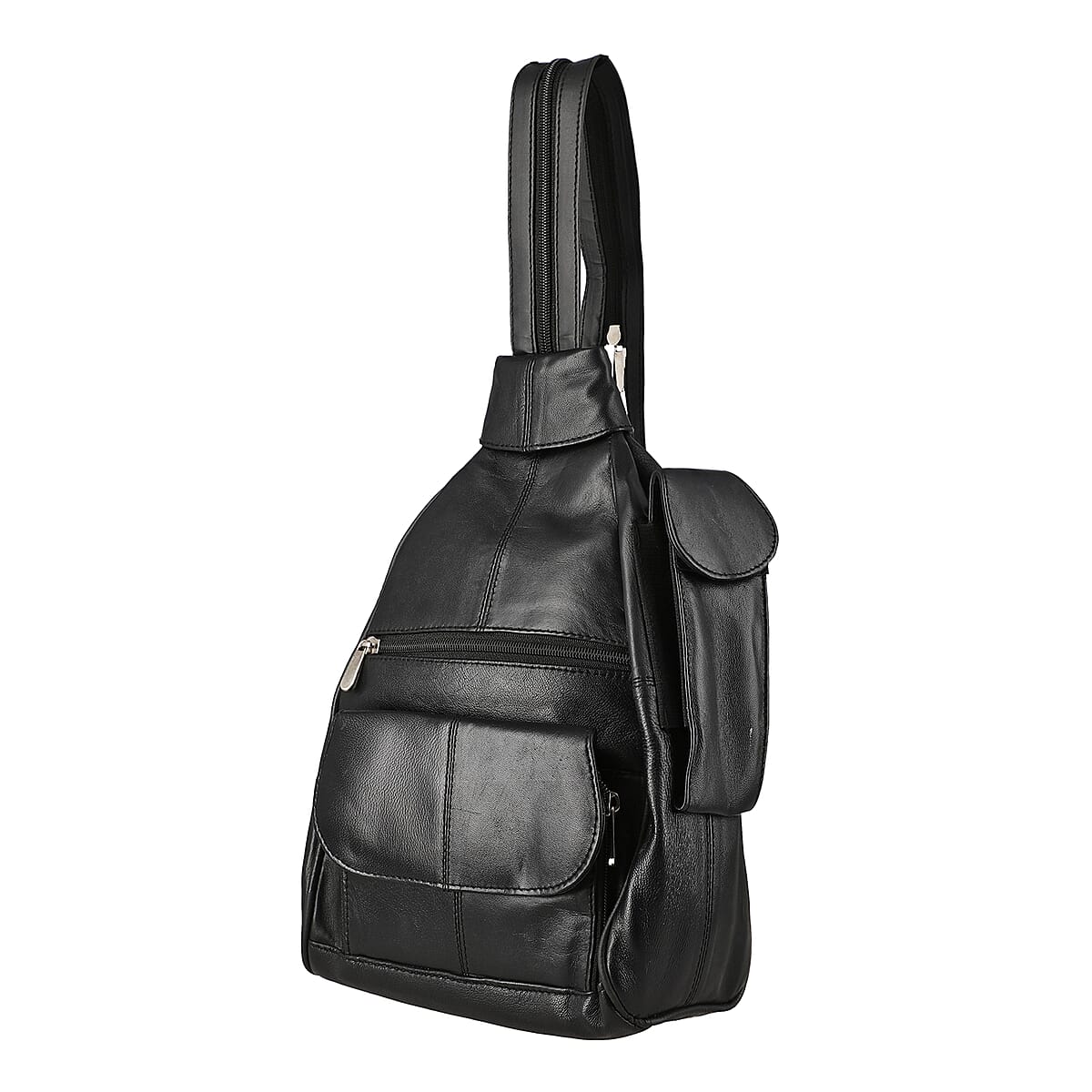 Black Genuine Leather Backpack Bag image number 2