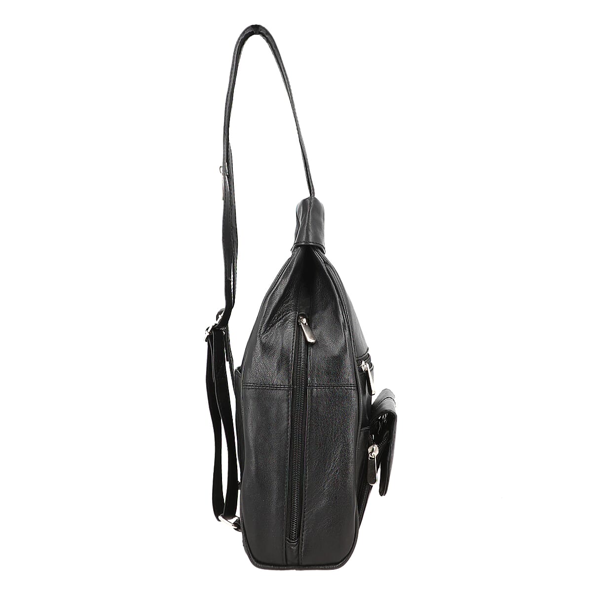 Black Genuine Leather Backpack Bag image number 3