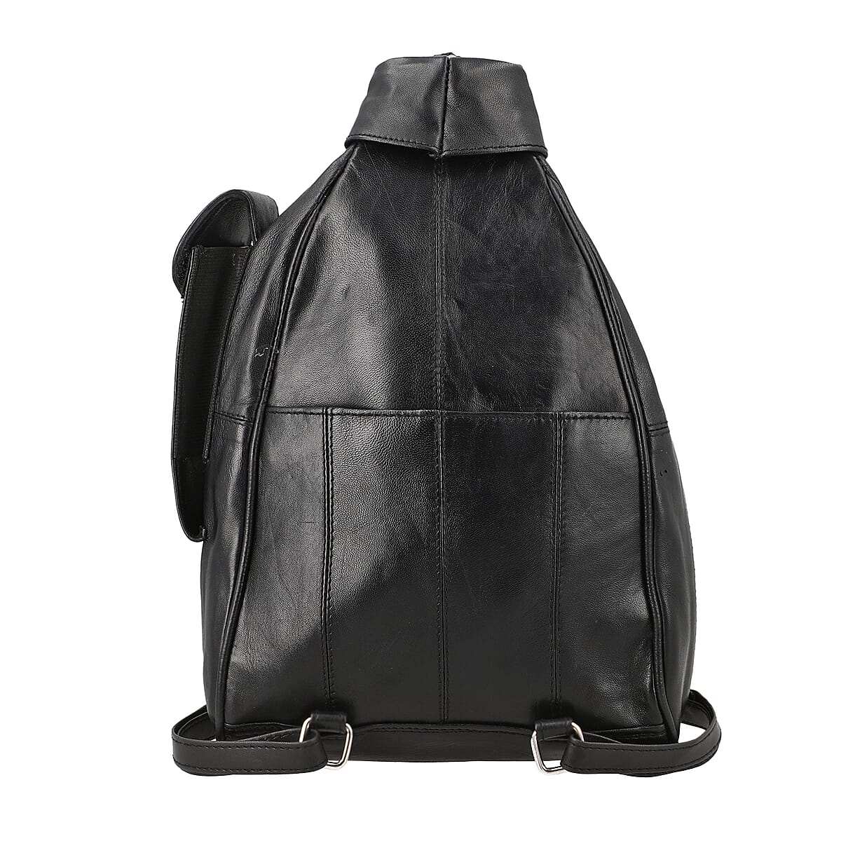 Black Genuine Leather Backpack Bag image number 4