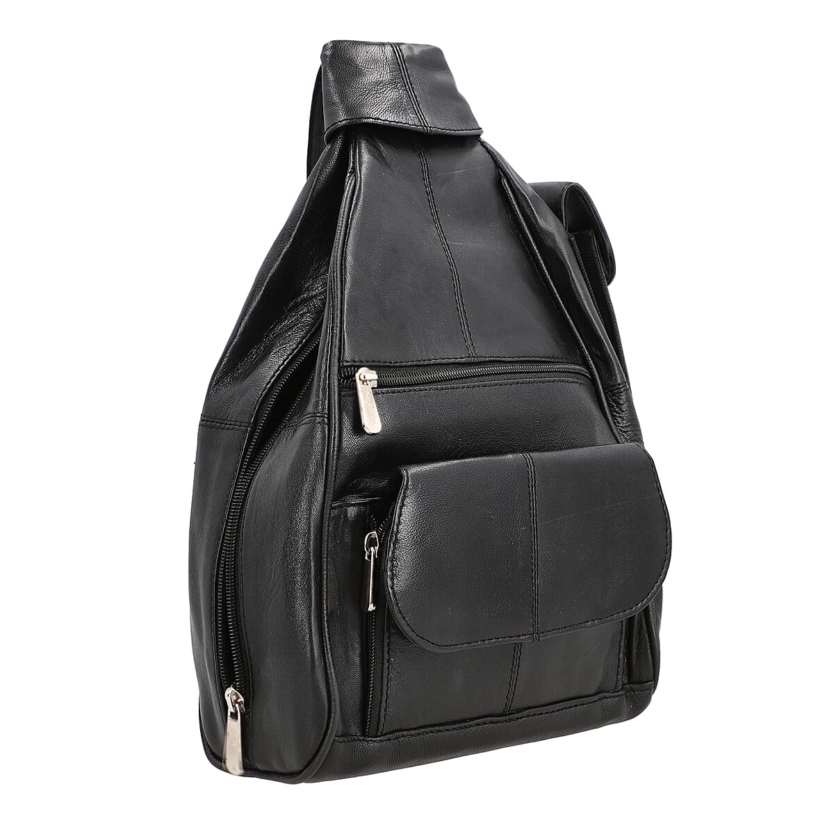 Black Genuine Leather Backpack Bag image number 6