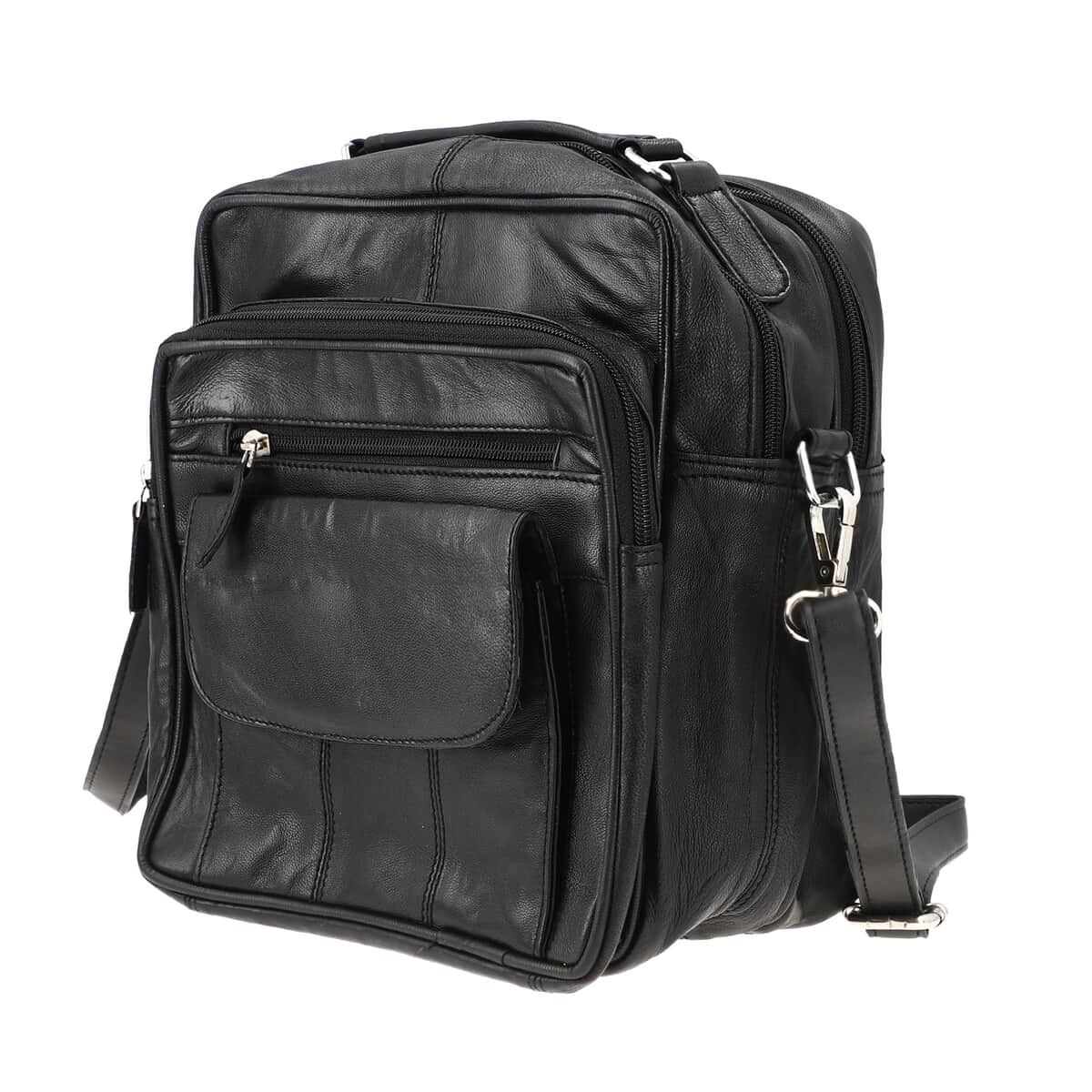 Black Genuine Leather Backpack Bag image number 3