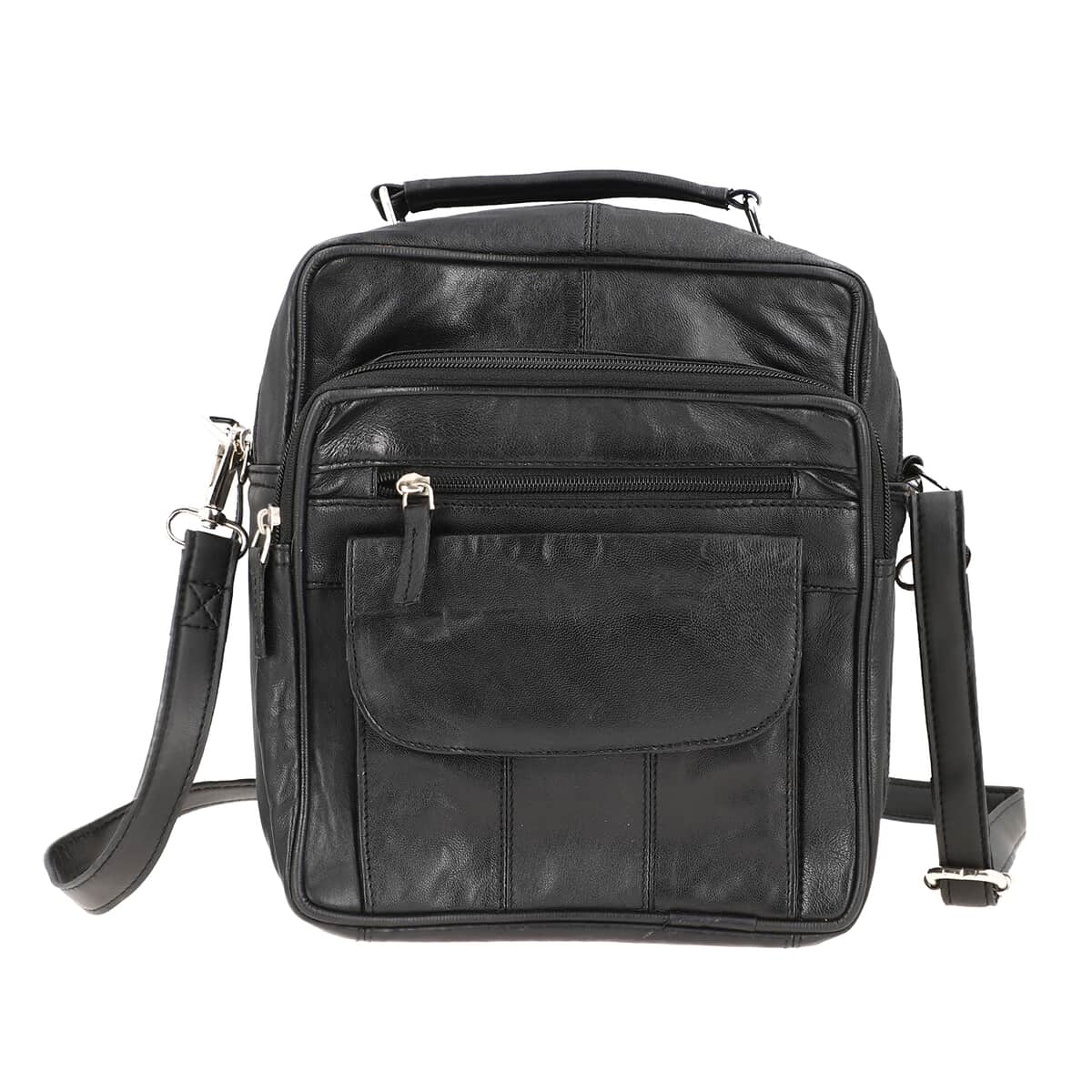 Black Genuine Leather Backpack Bag image number 4