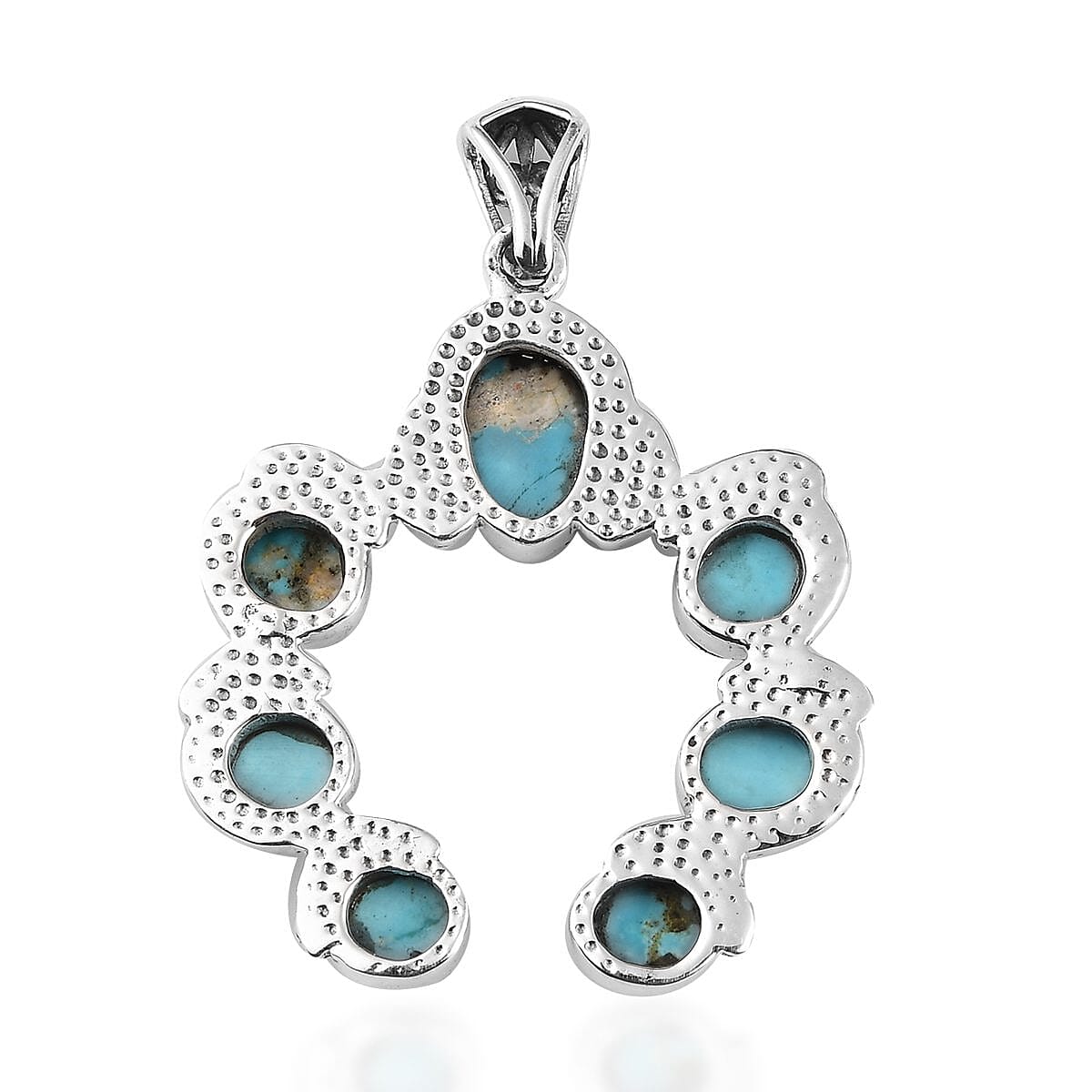 Artisan Crafted South Hill Turquoise Fancy Pendant in Sterling Silver 8.60 ctw image number 4
