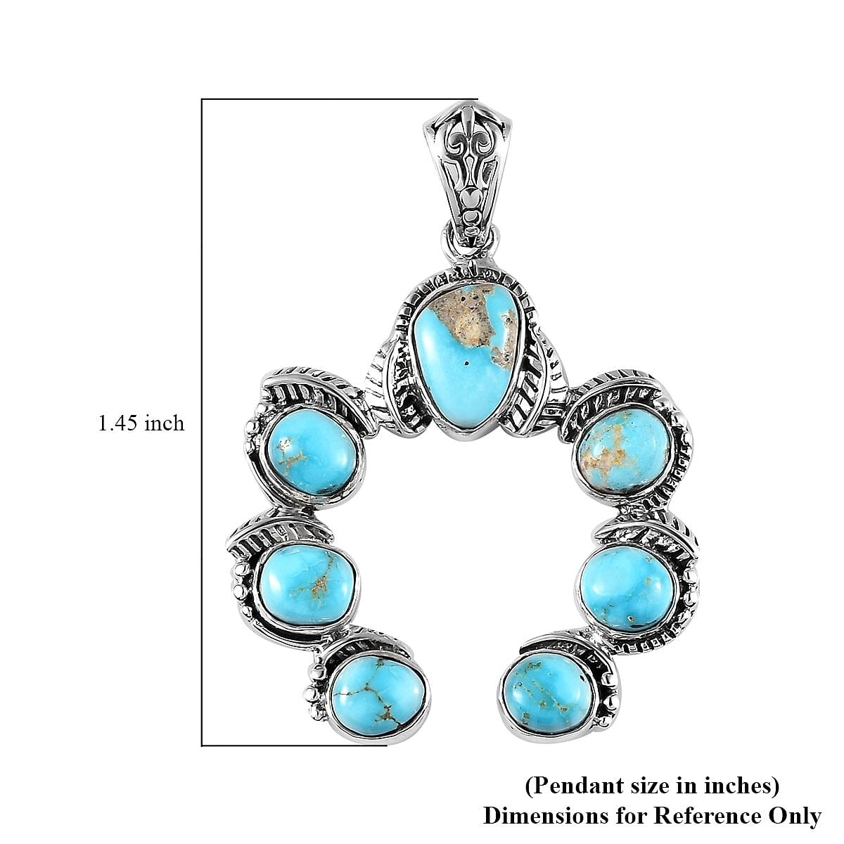 Artisan Crafted South Hill Turquoise Fancy Pendant in Sterling Silver 8.60 ctw image number 5
