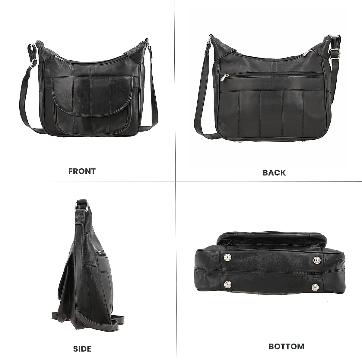 India International Leather Fair Closeout Black Genuine Leather Messenger Bag image number 3