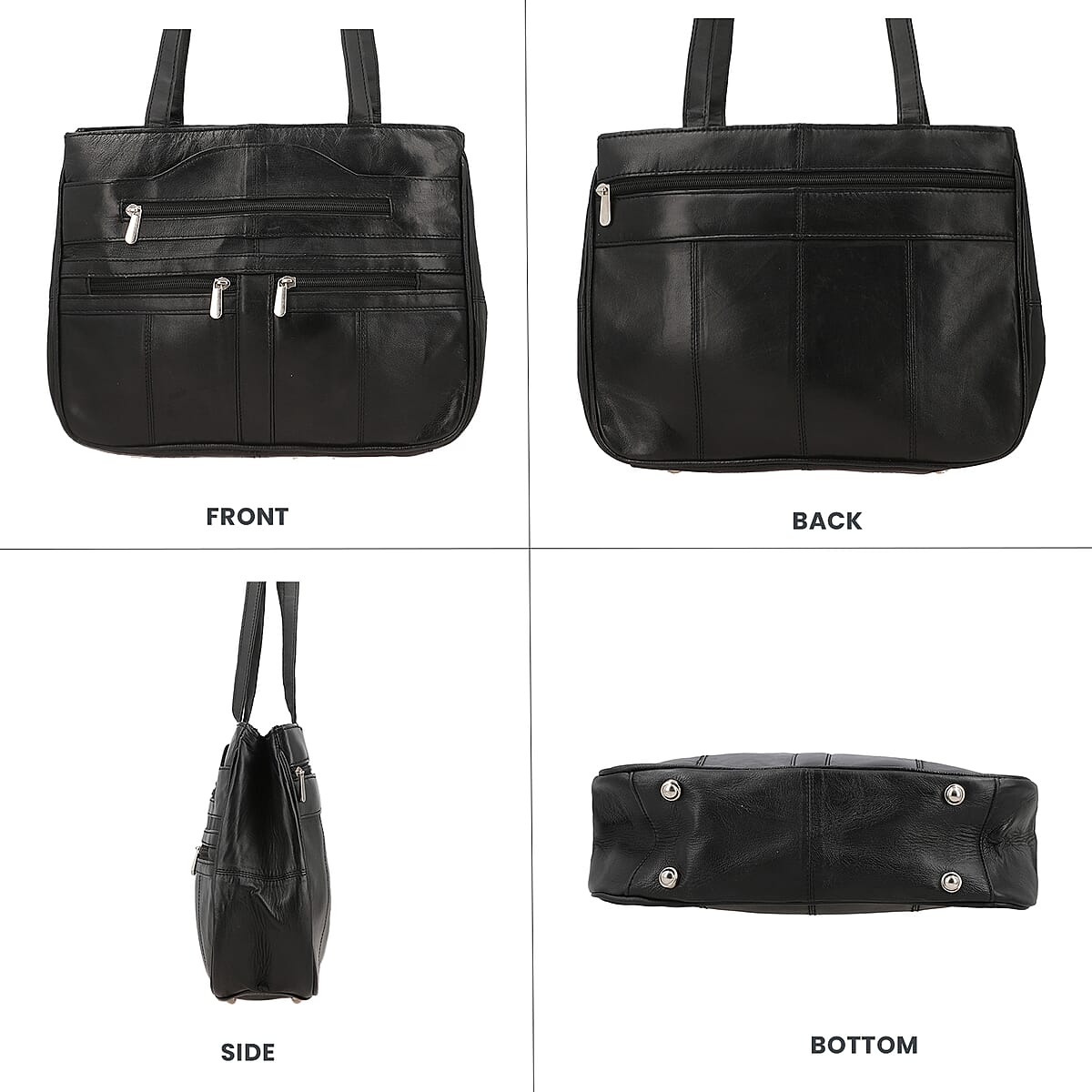 India International Leather Fair Closeout Black Genuine Leather Messenger Bag image number 3