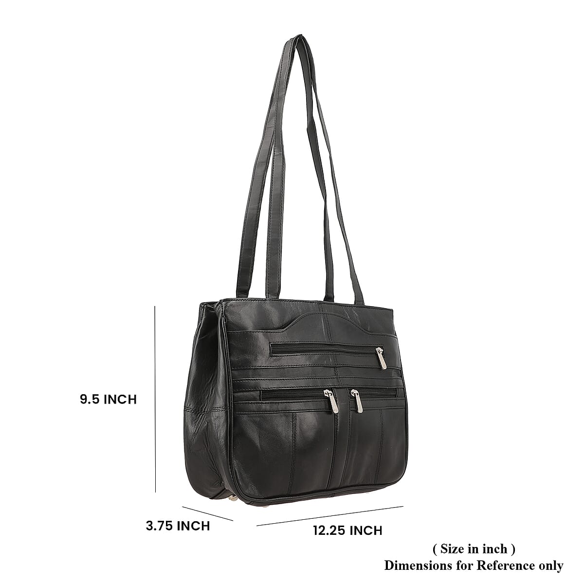 India International Leather Fair Closeout Black Genuine Leather Messenger Bag image number 6