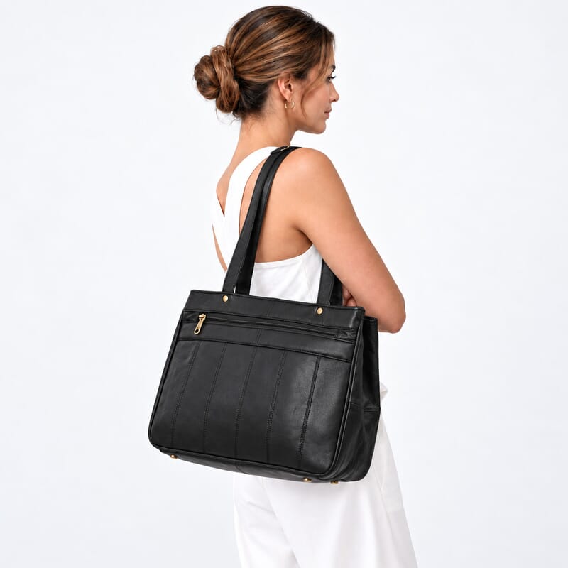 La Marey Black Genuine Leather Shoulder Bag
