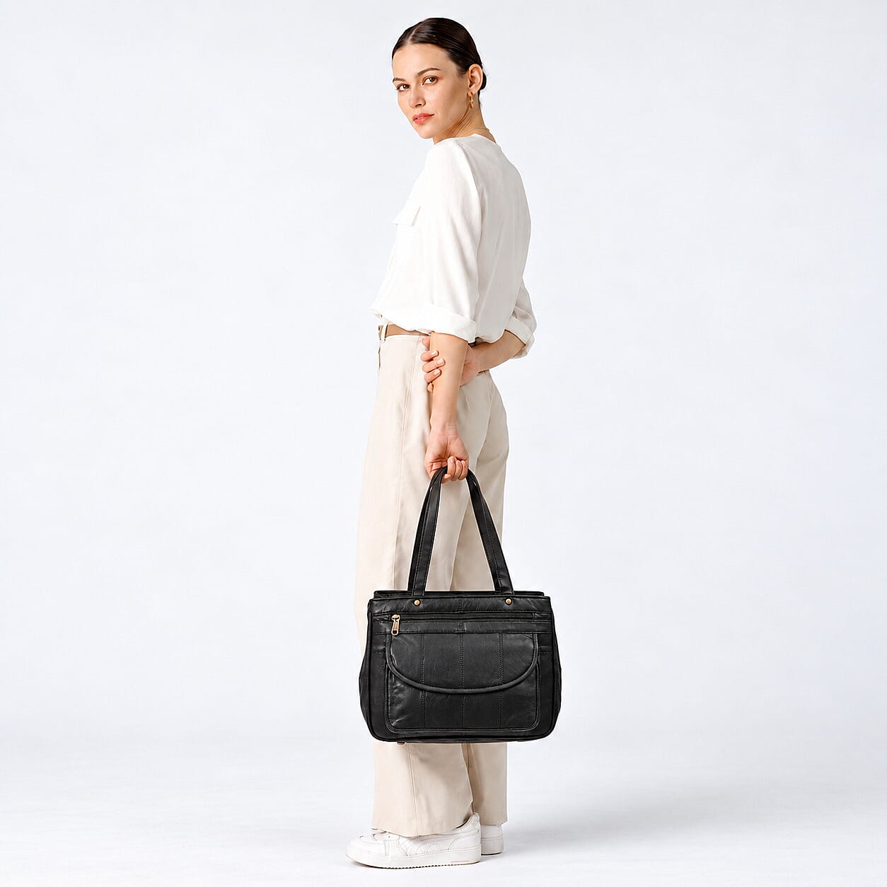La Marey Black Genuine Leather Shoulder Bag