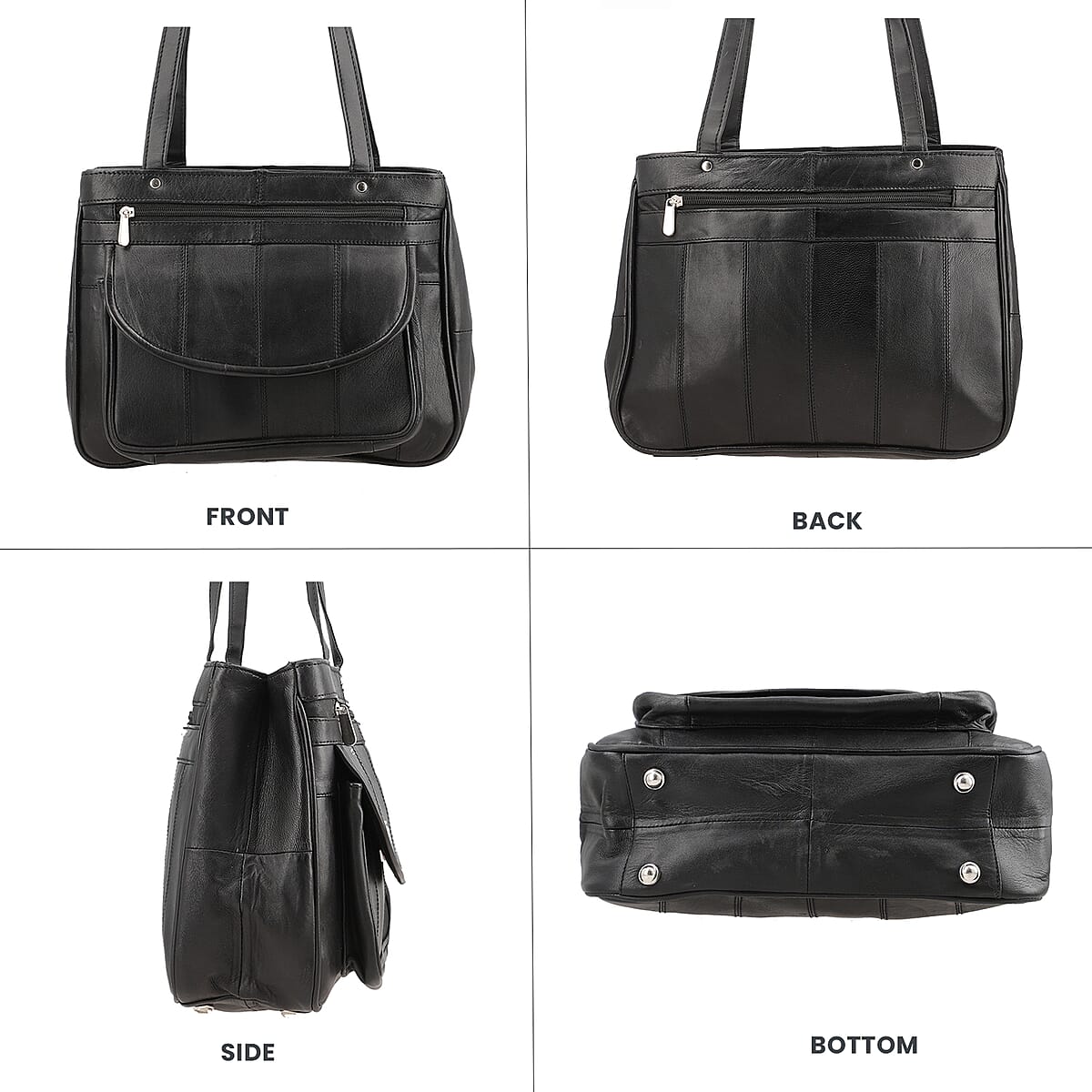 India International Leather Fair Closeout Black Genuine Leather Messenger Bag image number 3