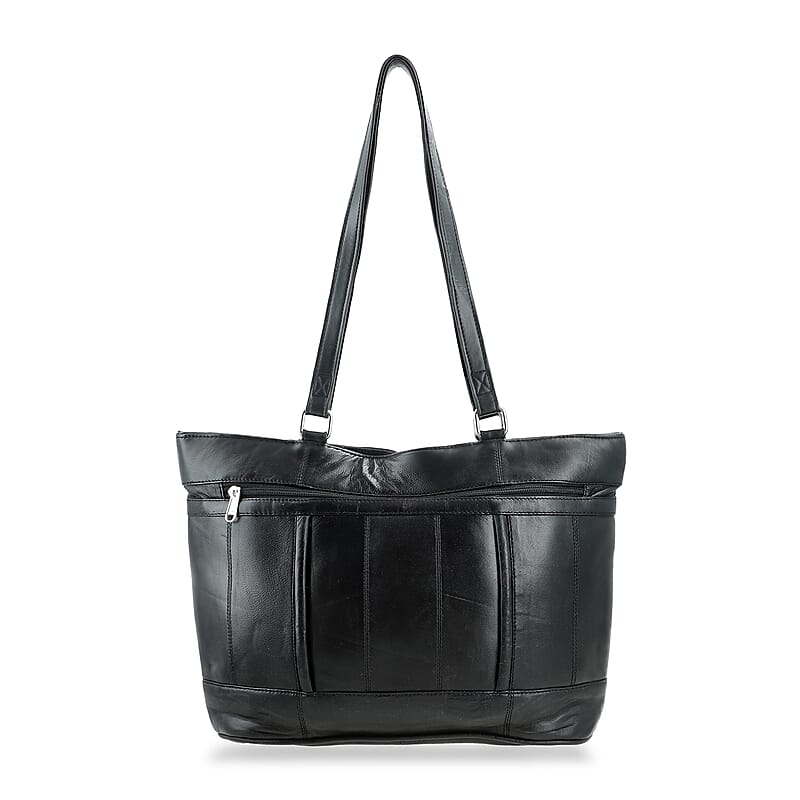 La Marey Black Genuine Leather Tote Bag