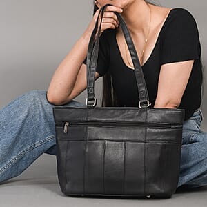 La Marey Black Genuine Leather Tote Bag