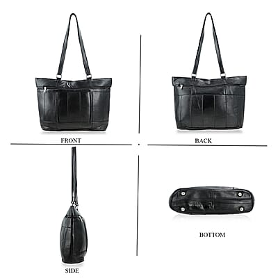 La Marey Black Genuine Leather Tote Bag