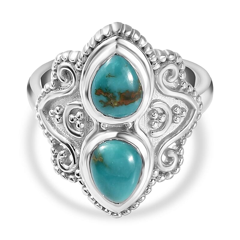 Sierra Nevada Turquoise 2.20 ctw Fancy Ring in Platinum Over Sterling Silver (Size 8.0)