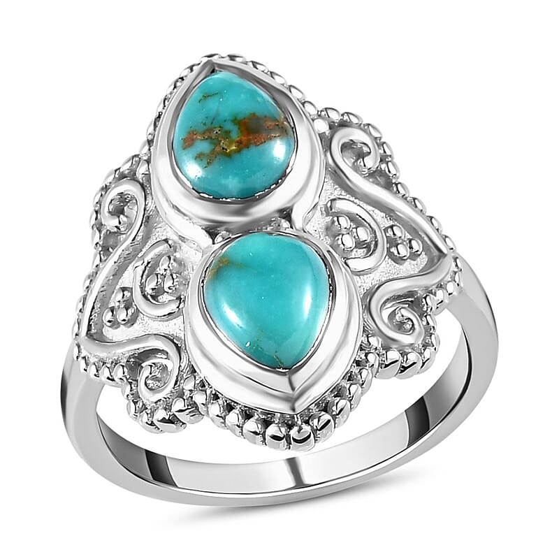 Sierra Nevada Turquoise 2.20 ctw Fancy Ring in Platinum Over Sterling Silver (Size 9.0)