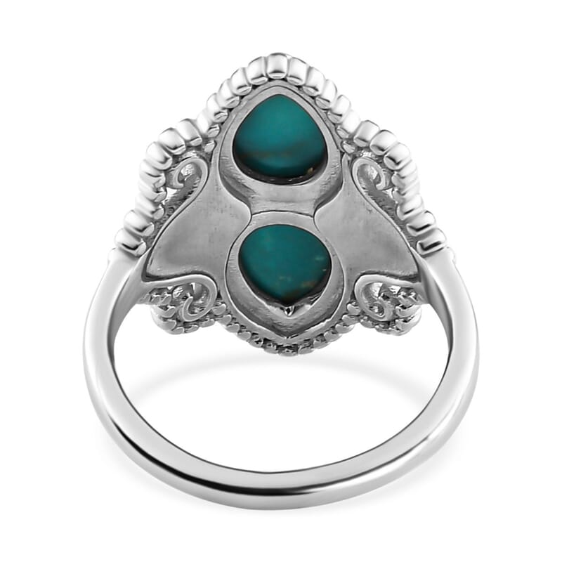 Sierra Nevada Turquoise 2.20 ctw Fancy Ring in Platinum Over Sterling Silver (Size 9.0)