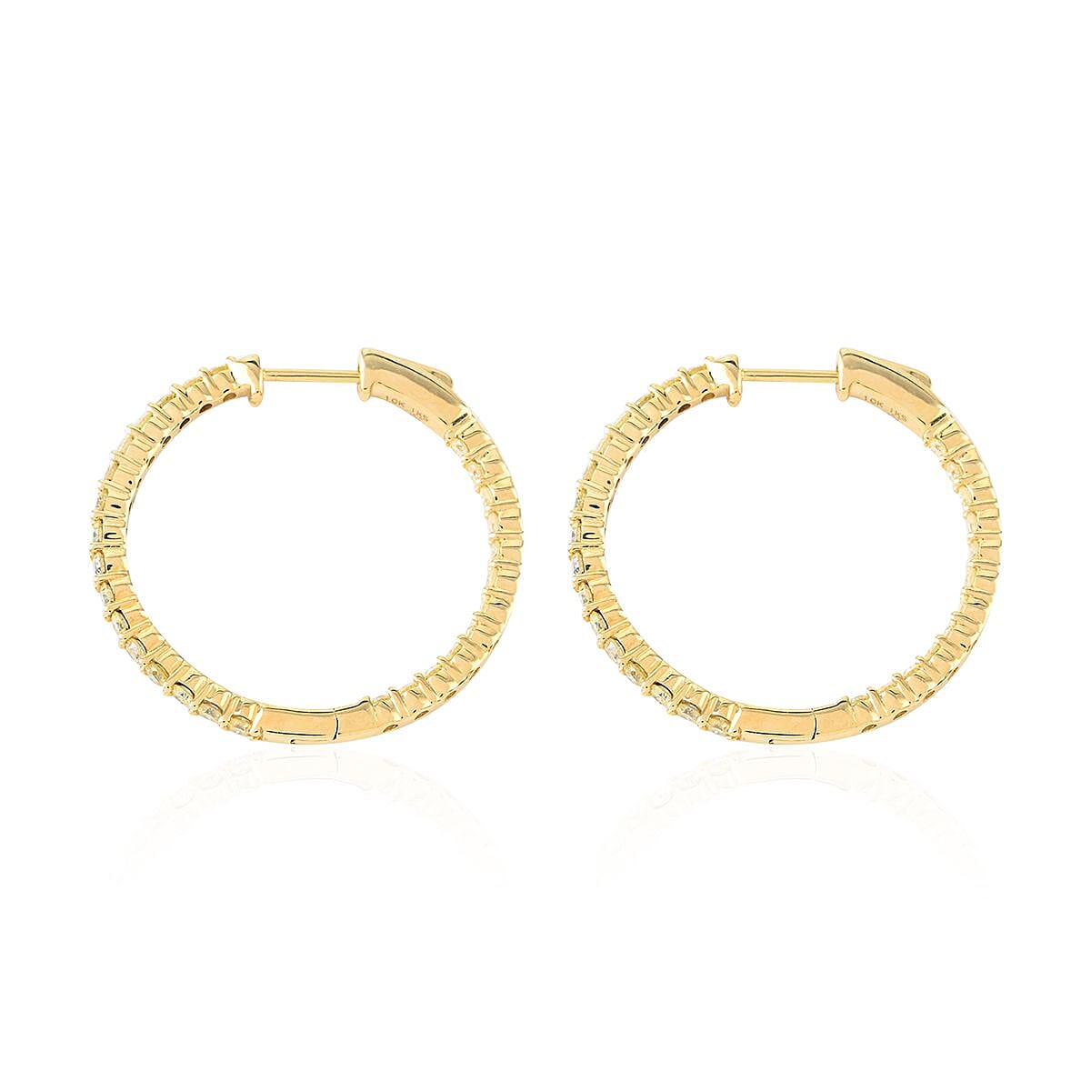 NY Closeout 10K Yellow Gold Natural Yellow Diamond Hoop Earrings 6.60 Grams 2.00 ctw