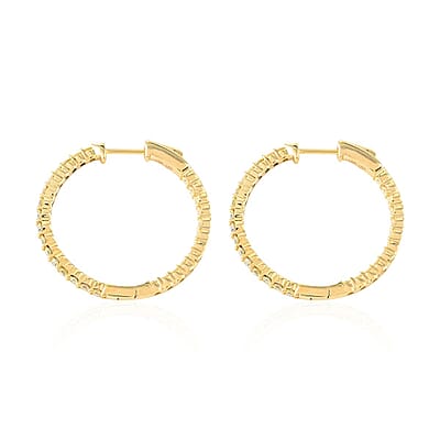 NY Closeout 10K Yellow Gold Natural Yellow Diamond Hoop Earrings 6.60 Grams 2.00 ctw