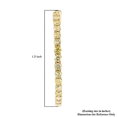 NY Closeout 10K Yellow Gold Natural Yellow Diamond Hoop Earrings 6.60 Grams 2.00 ctw