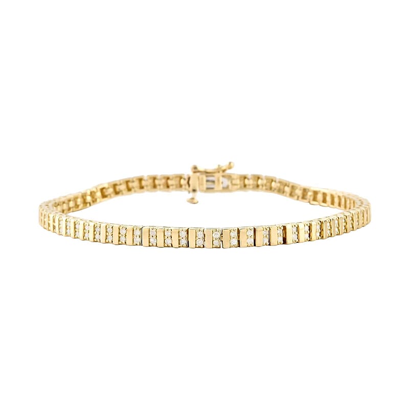 NY Closeout 10K Yellow Gold Diamond Tennis Bracelet (7.50 In) 12.3 Grams 1.00 ctw
