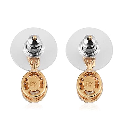AAA Turkizite and Natural White Zircon Dangling Earrings in Vermeil Yellow Gold Over Sterling Silver 1.65 ctw