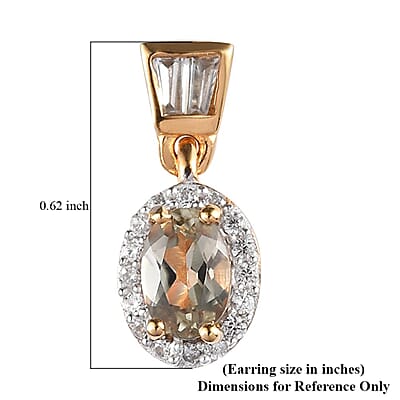 AAA Turkizite and Natural White Zircon Dangling Earrings in Vermeil Yellow Gold Over Sterling Silver 1.65 ctw