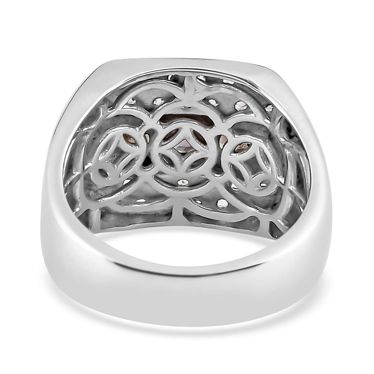 Natural Merelani Color Change Garnet and Natural White Zircon Men's Ring in Platinum Over Sterling Silver 9.35 Grams 2.25 ctw image number 4