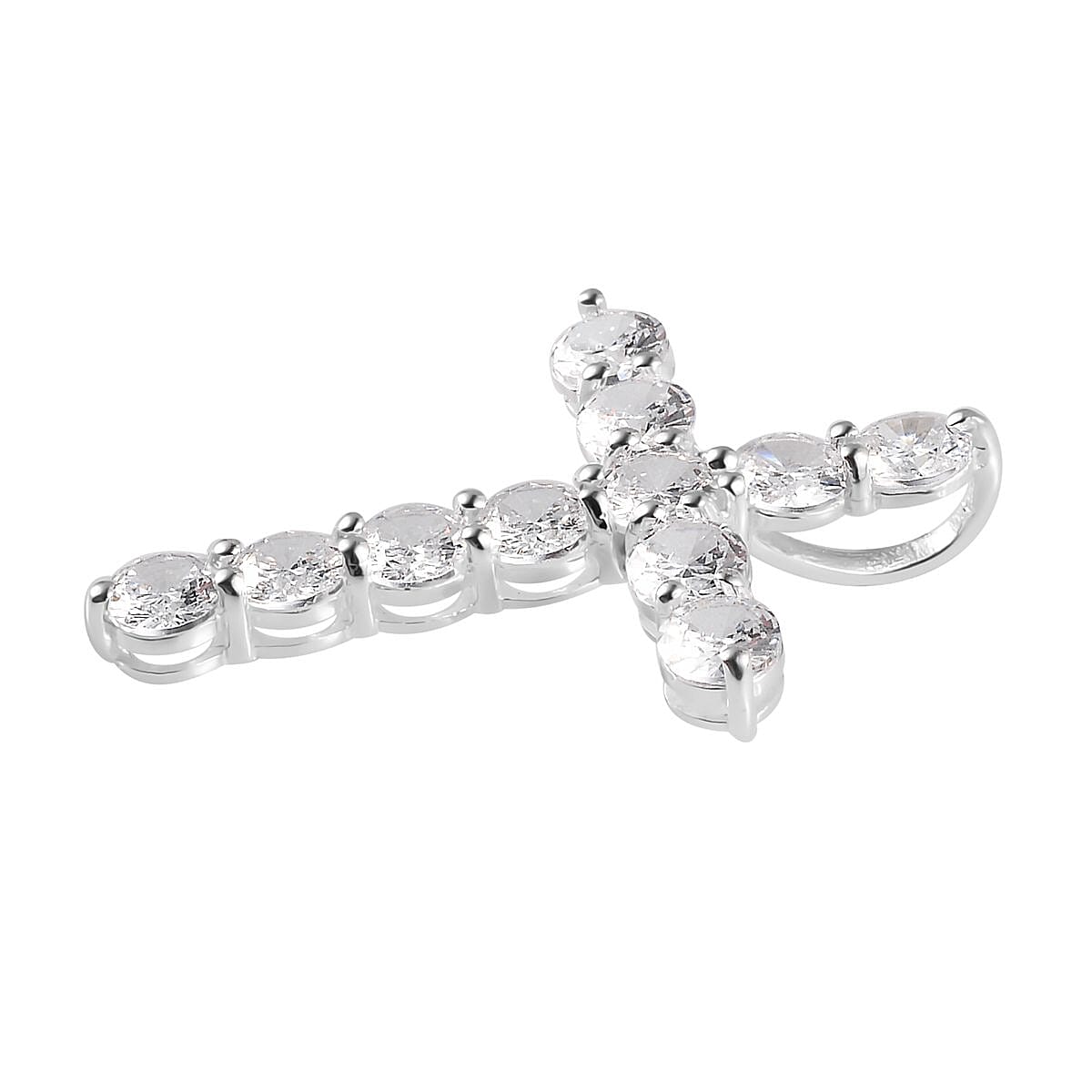 Simulated Diamond Cross Pendant in Sterling Silver 4.75 ctw image number 3