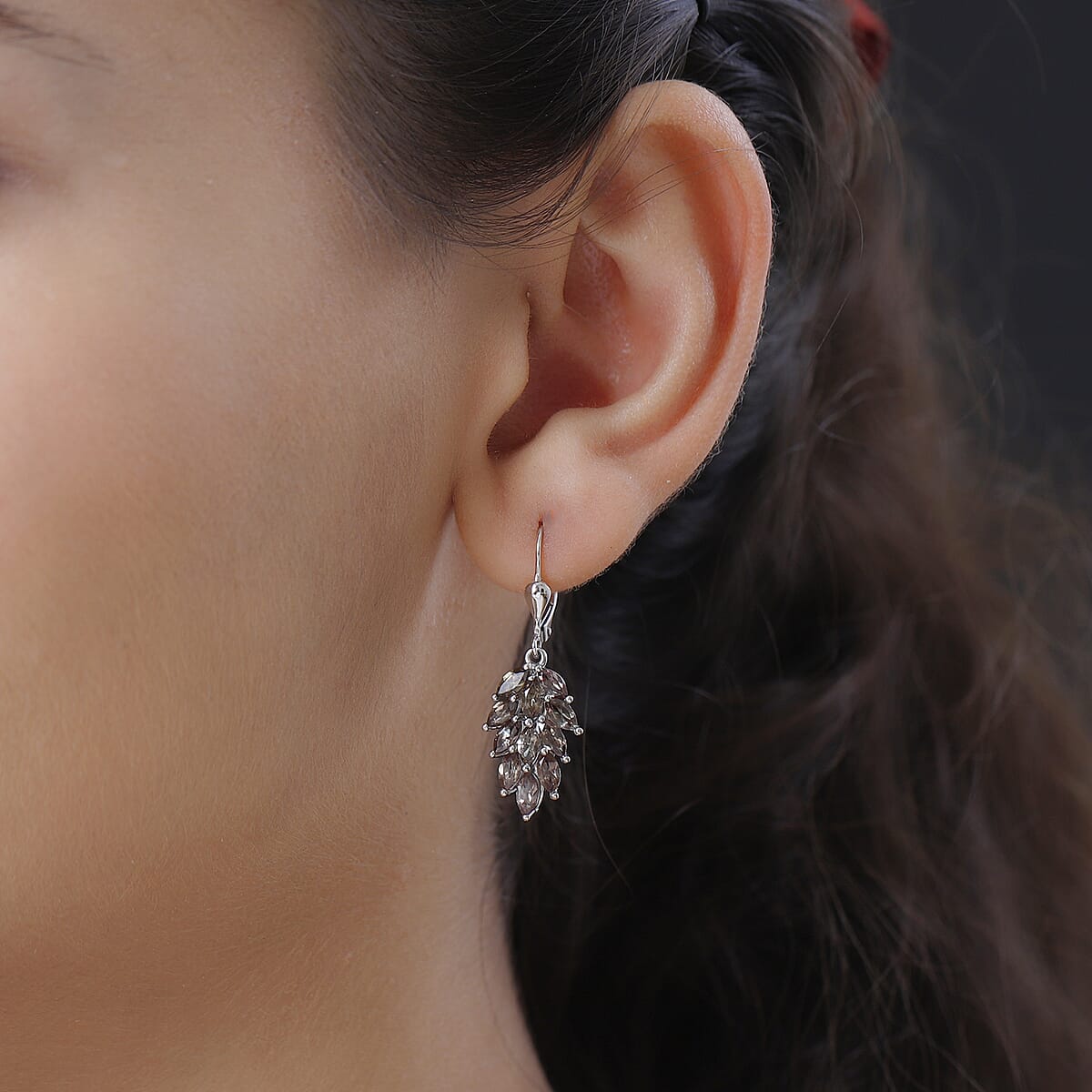 Merelani Color Change Garnet Lever Back Earrings in Platinum Over Sterling Silver 3.90 ctw image number 2