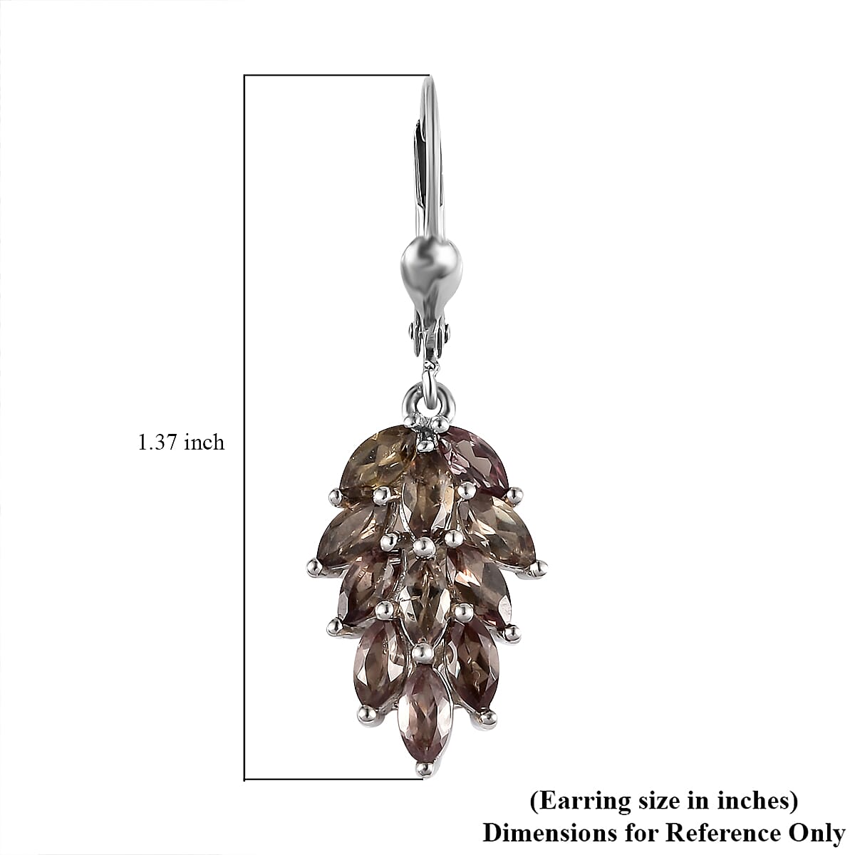 Merelani Color Change Garnet Lever Back Earrings in Platinum Over Sterling Silver 3.90 ctw image number 4