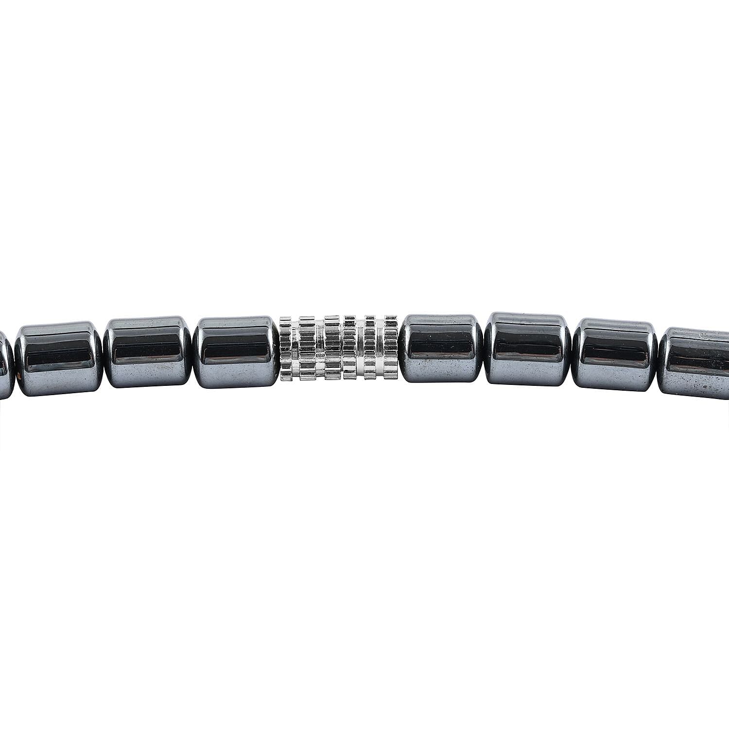 Hematite Waterfall Beaded Necklace 18 Inches in Silvertone 350.00 ctw