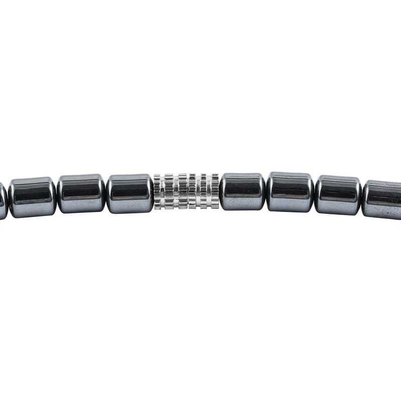 Hematite Waterfall Beaded Necklace 18 Inches in Silvertone 350.00 ctw