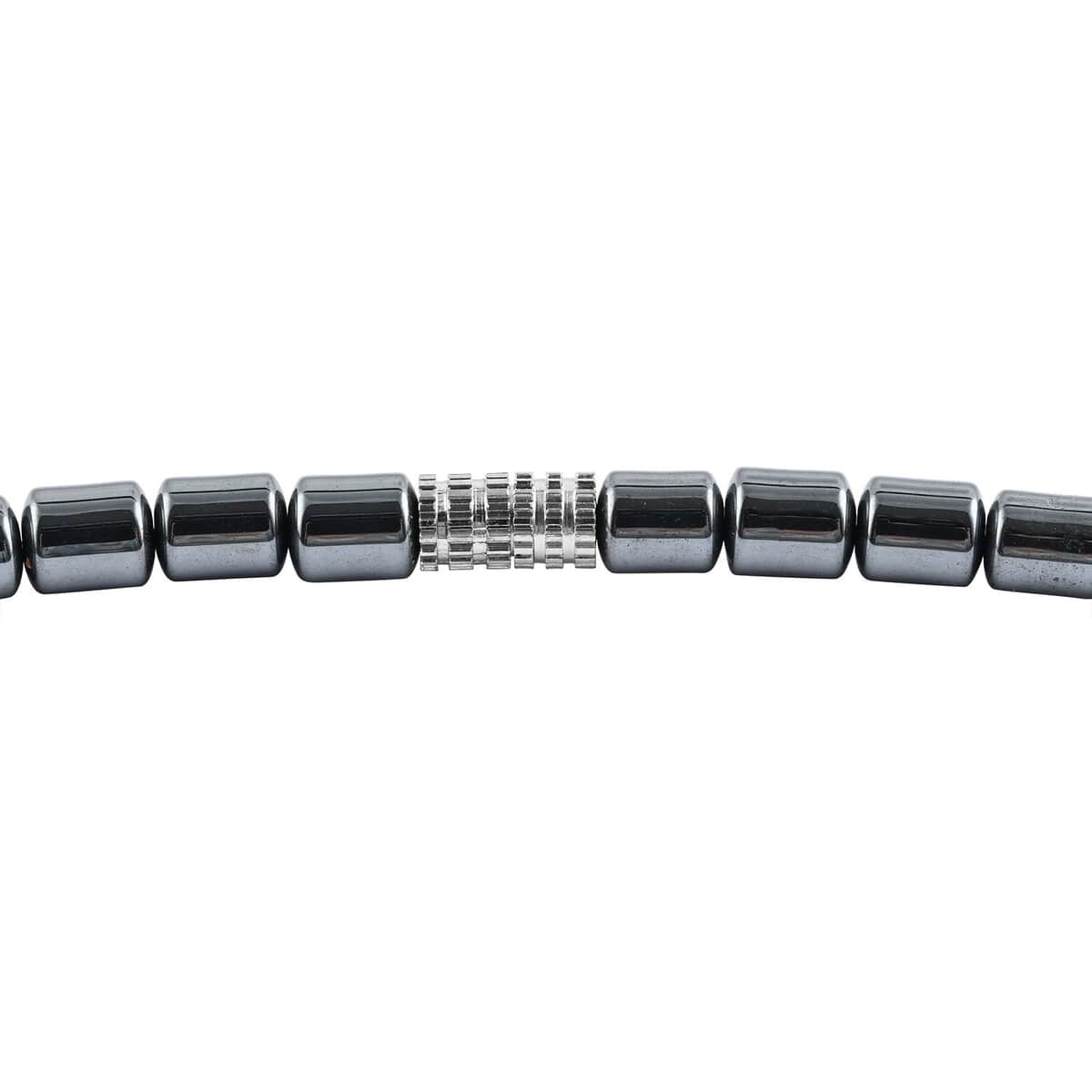 Hematite Waterfall Beaded Necklace 18 Inches in Silvertone 350.00 ctw image number 3