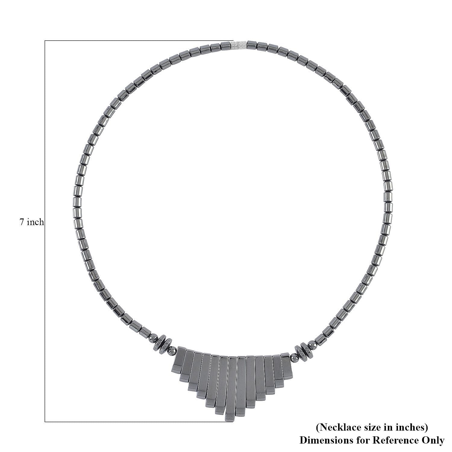 Hematite Waterfall Beaded Necklace 18 Inches in Silvertone 350.00 ctw