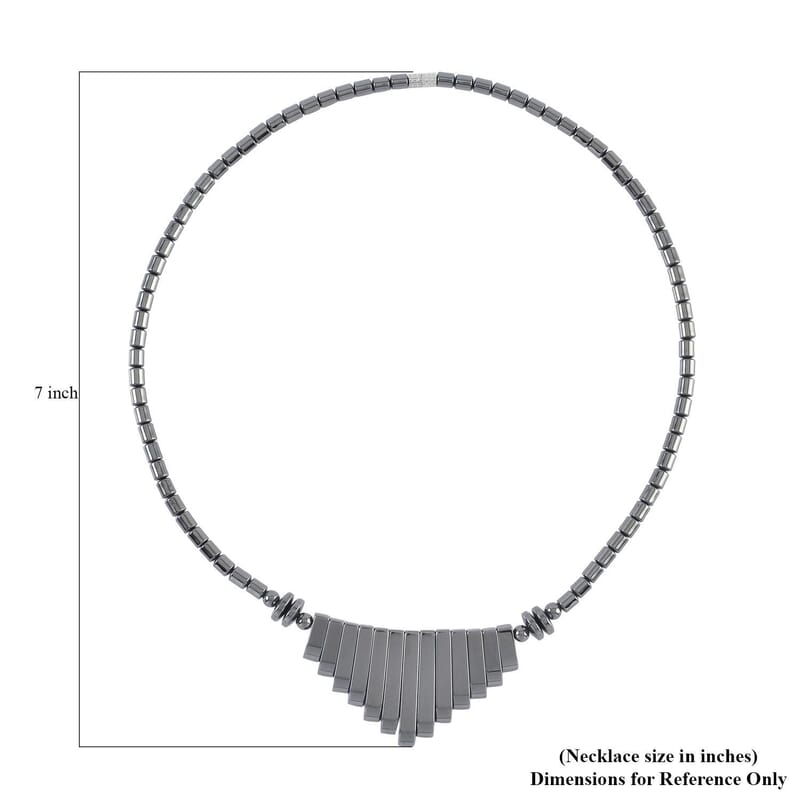 Hematite Waterfall Beaded Necklace 18 Inches in Silvertone 350.00 ctw