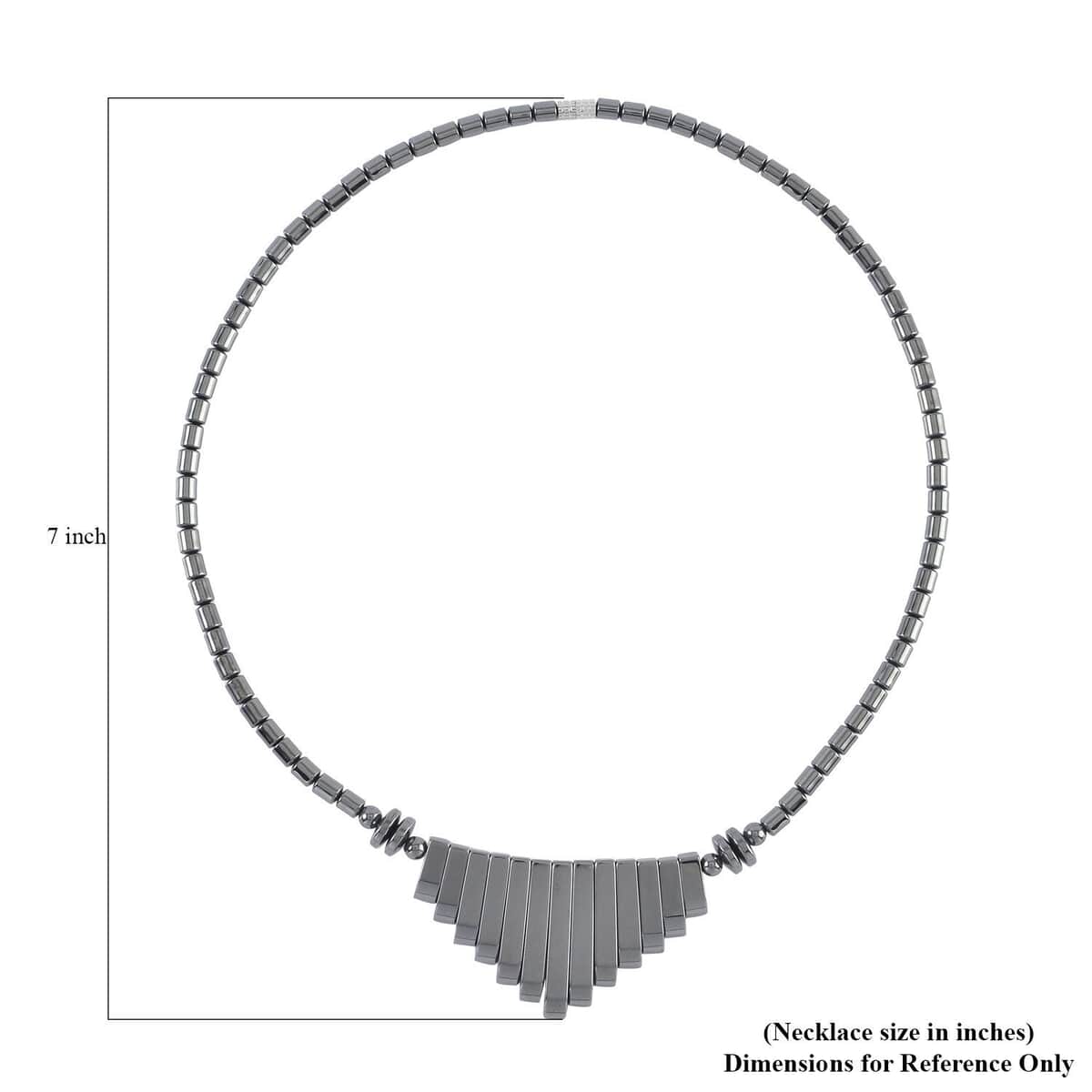Hematite Waterfall Beaded Necklace 18 Inches in Silvertone 350.00 ctw image number 4