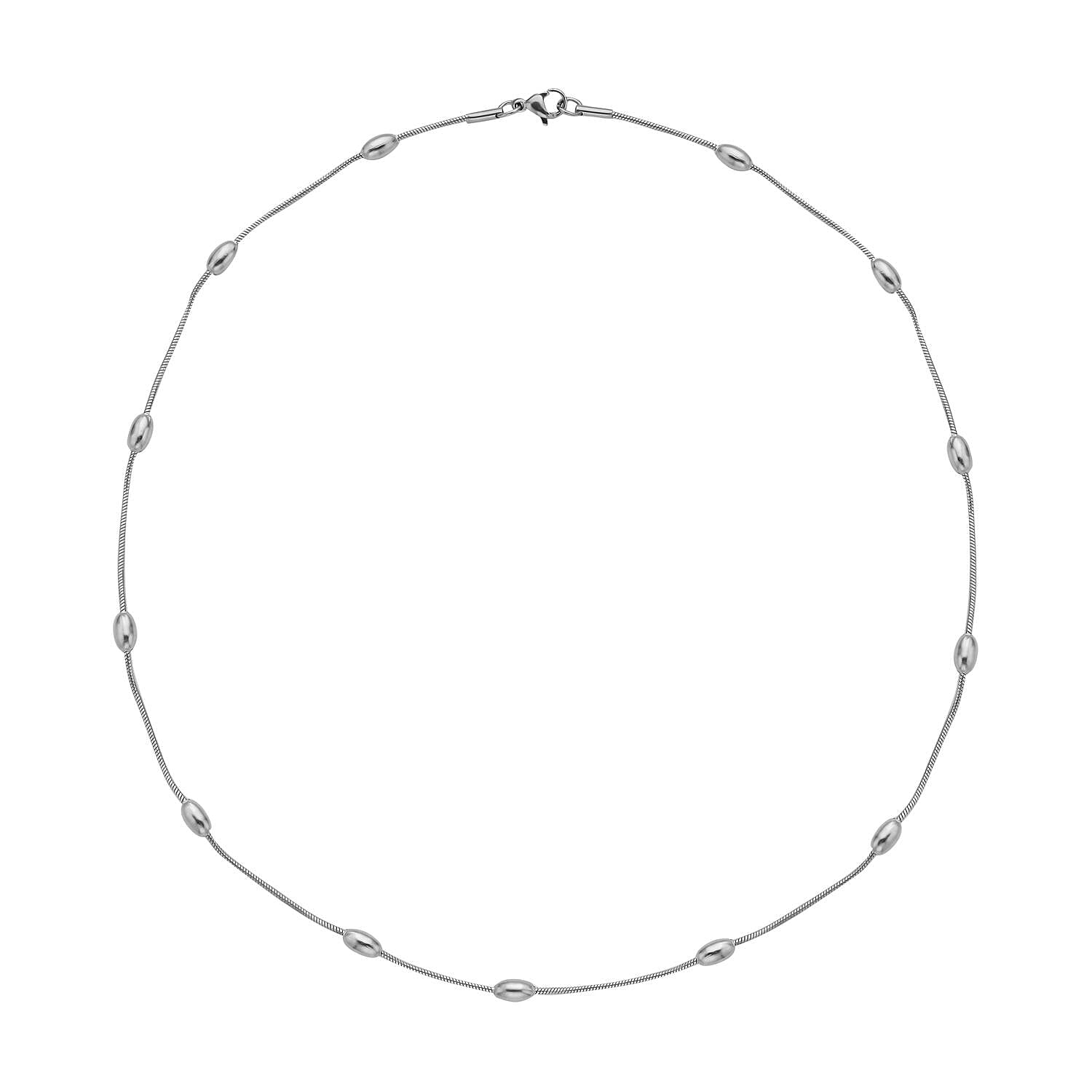 Omega Chain Station Necklace (19.5 Inches) in Stainless Steel , Tarnish-Free, Waterproof, Sweat Proof Jewelry