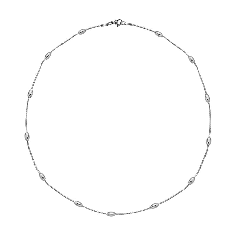 Omega Chain Station Necklace (19.5 Inches) in Stainless Steel , Tarnish-Free, Waterproof, Sweat Proof Jewelry