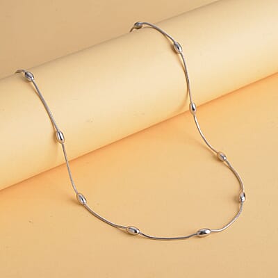 Omega Chain Station Necklace (19.5 Inches) in Stainless Steel , Tarnish-Free, Waterproof, Sweat Proof Jewelry