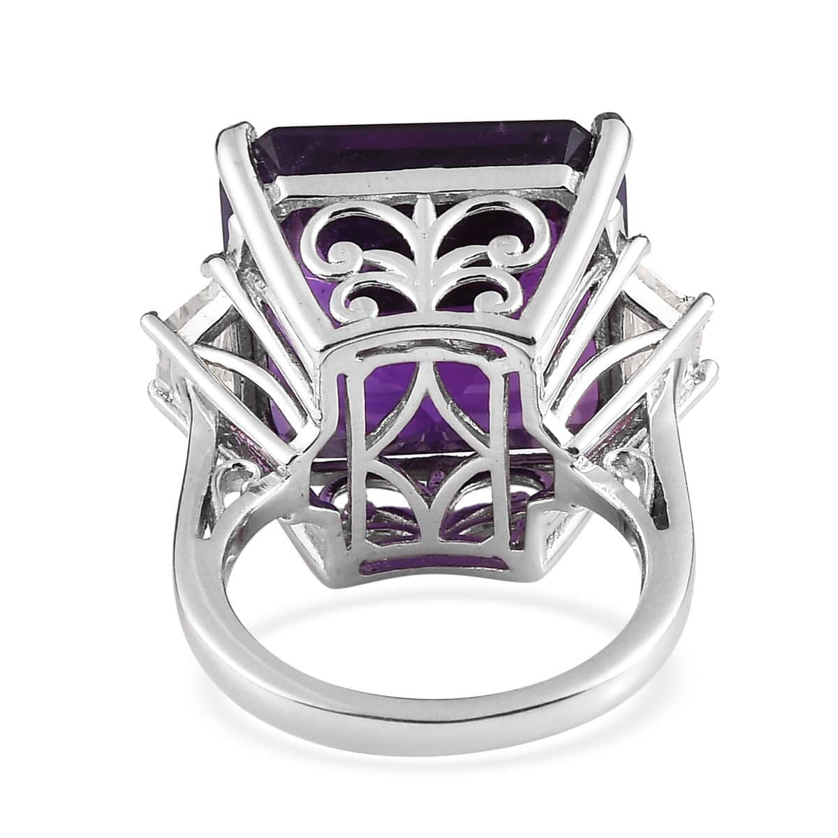 Flawless Orchid Amethyst and Moissanite Ring in Platinum Over Sterling Silver 20.50 ctw image number 4